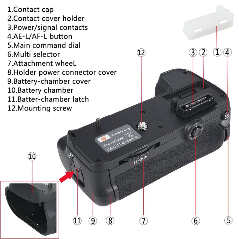 DSTE Replacement for Pro MB-D11 Vertical Battery Grip + 2X EN-EL15 Compatible Nikon D7000 SLR Digital Camera - Image 2